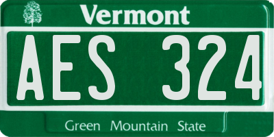 VT license plate AES324