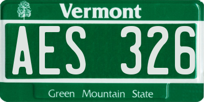 VT license plate AES326