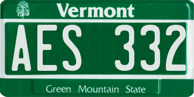 VT license plate AES332