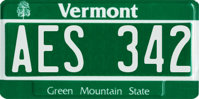 VT license plate AES342
