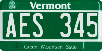 VT license plate AES345