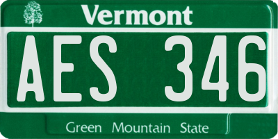 VT license plate AES346