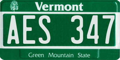 VT license plate AES347