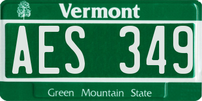 VT license plate AES349