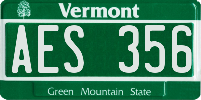 VT license plate AES356