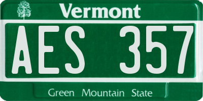 VT license plate AES357