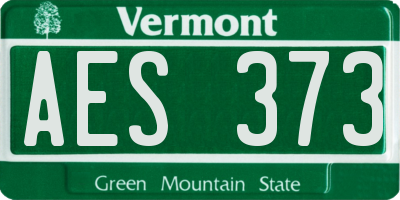 VT license plate AES373