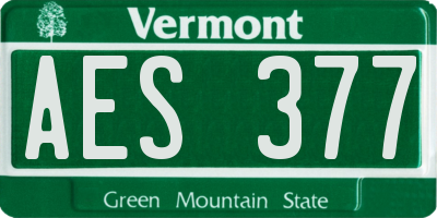 VT license plate AES377