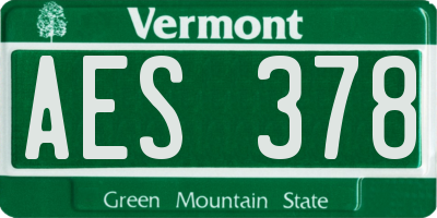 VT license plate AES378
