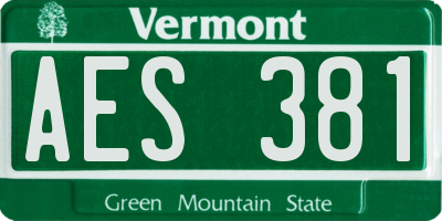 VT license plate AES381