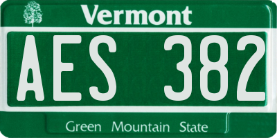 VT license plate AES382