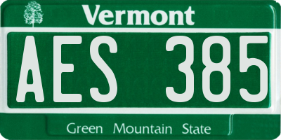 VT license plate AES385
