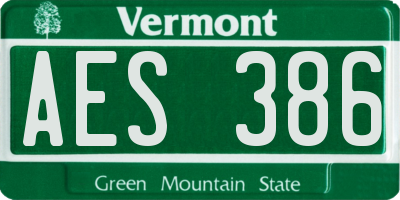 VT license plate AES386