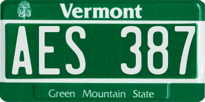 VT license plate AES387