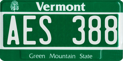 VT license plate AES388
