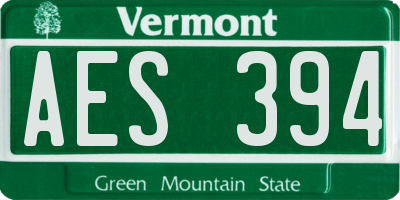 VT license plate AES394