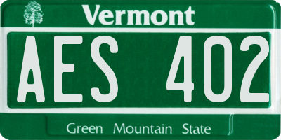 VT license plate AES402