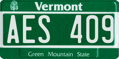 VT license plate AES409