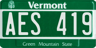 VT license plate AES419