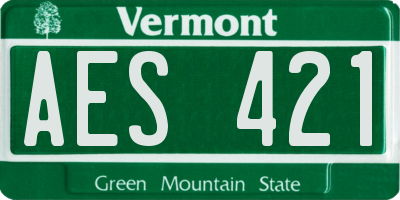 VT license plate AES421