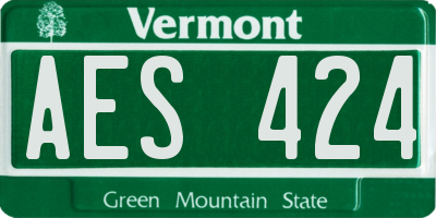 VT license plate AES424