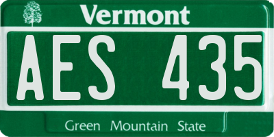VT license plate AES435