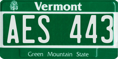 VT license plate AES443