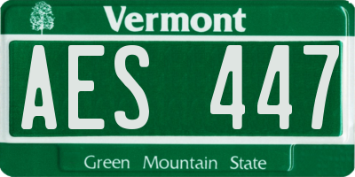 VT license plate AES447