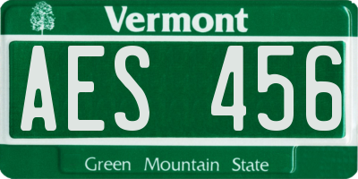 VT license plate AES456