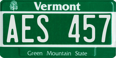 VT license plate AES457