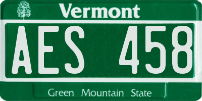 VT license plate AES458