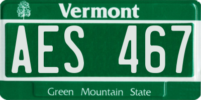 VT license plate AES467