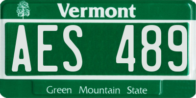 VT license plate AES489
