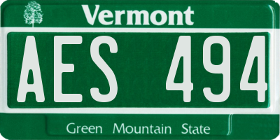 VT license plate AES494