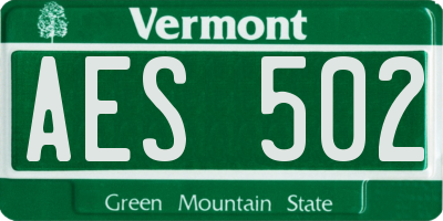 VT license plate AES502