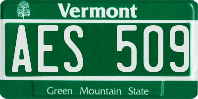 VT license plate AES509
