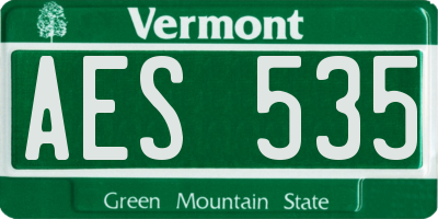 VT license plate AES535
