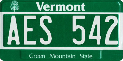 VT license plate AES542
