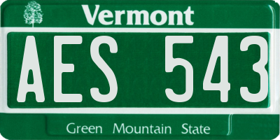 VT license plate AES543