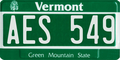VT license plate AES549