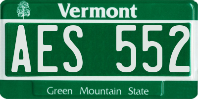 VT license plate AES552