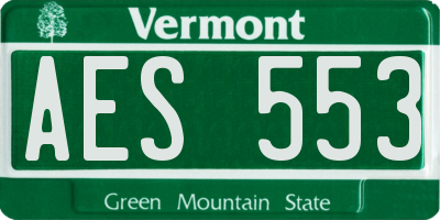 VT license plate AES553