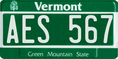 VT license plate AES567