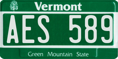 VT license plate AES589