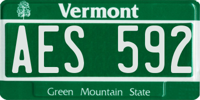 VT license plate AES592