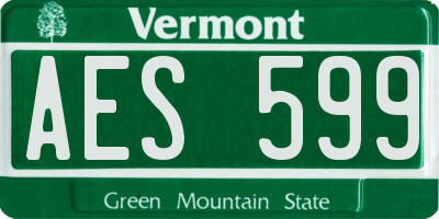 VT license plate AES599
