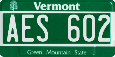 VT license plate AES602