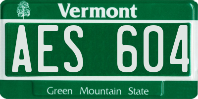VT license plate AES604