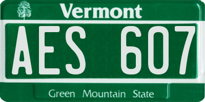 VT license plate AES607