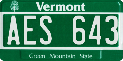 VT license plate AES643